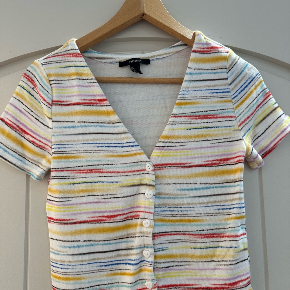 Colorful Striped Button-Up Top